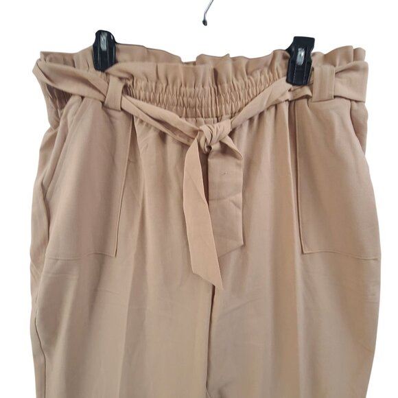 Nine.Eight NWT Women's Pants Paper Bag Waiste Belted Ankle Length Beige Size XL - Picture 5 of 9